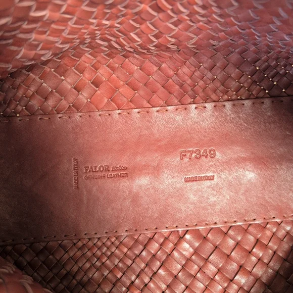 Falorni Luxury Woven Soft Leather Tote NWOT Reddish Brown - Picture 13 of 16